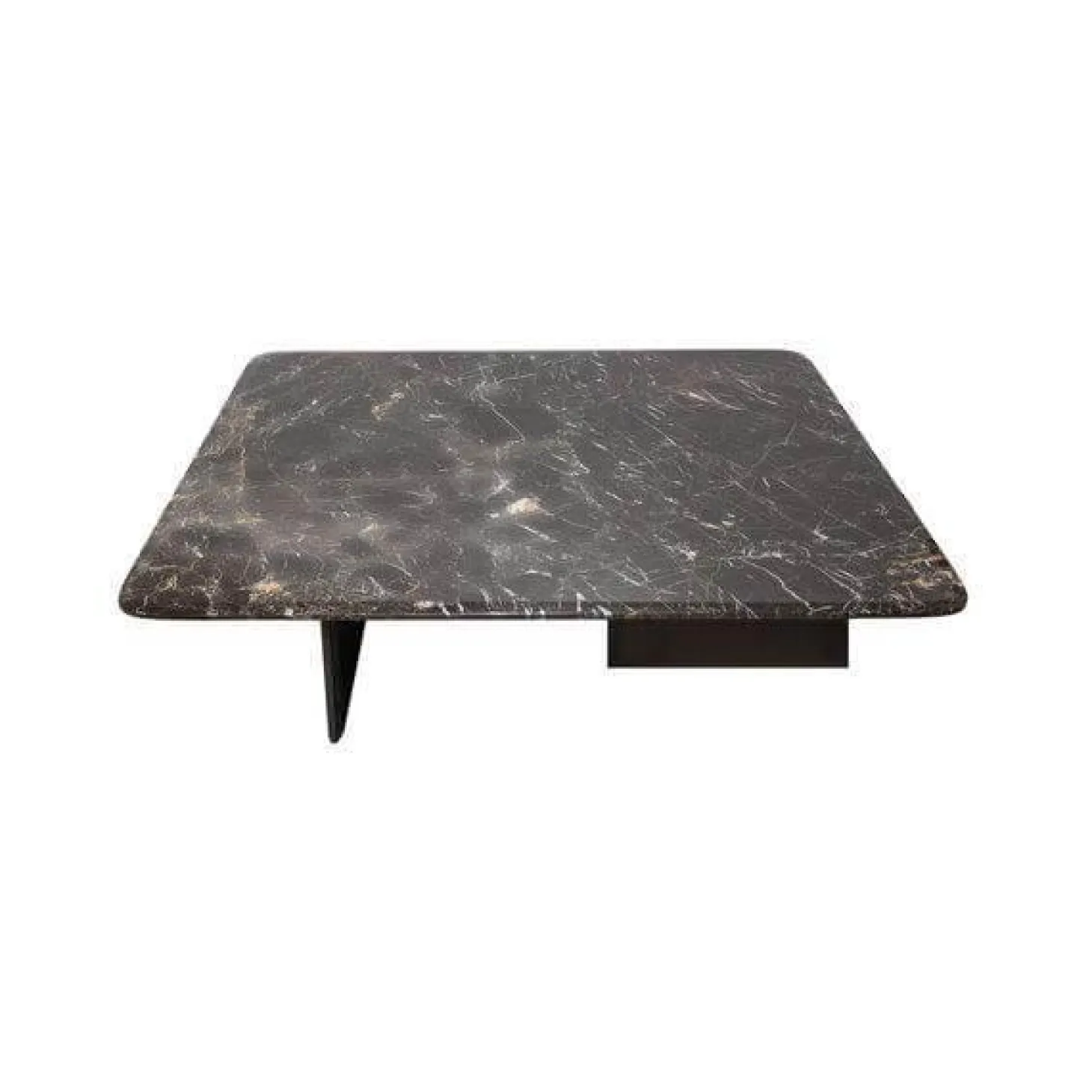 Couchtisch Mush Platte Stein St Laurent Schwarz Weiß Hochglanz Gestell Ulme Schwarz