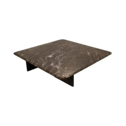 Couchtisch Mush Platte Stein St Laurent Schwarz Weiß Hochglanz Gestell Ulme Schwarz