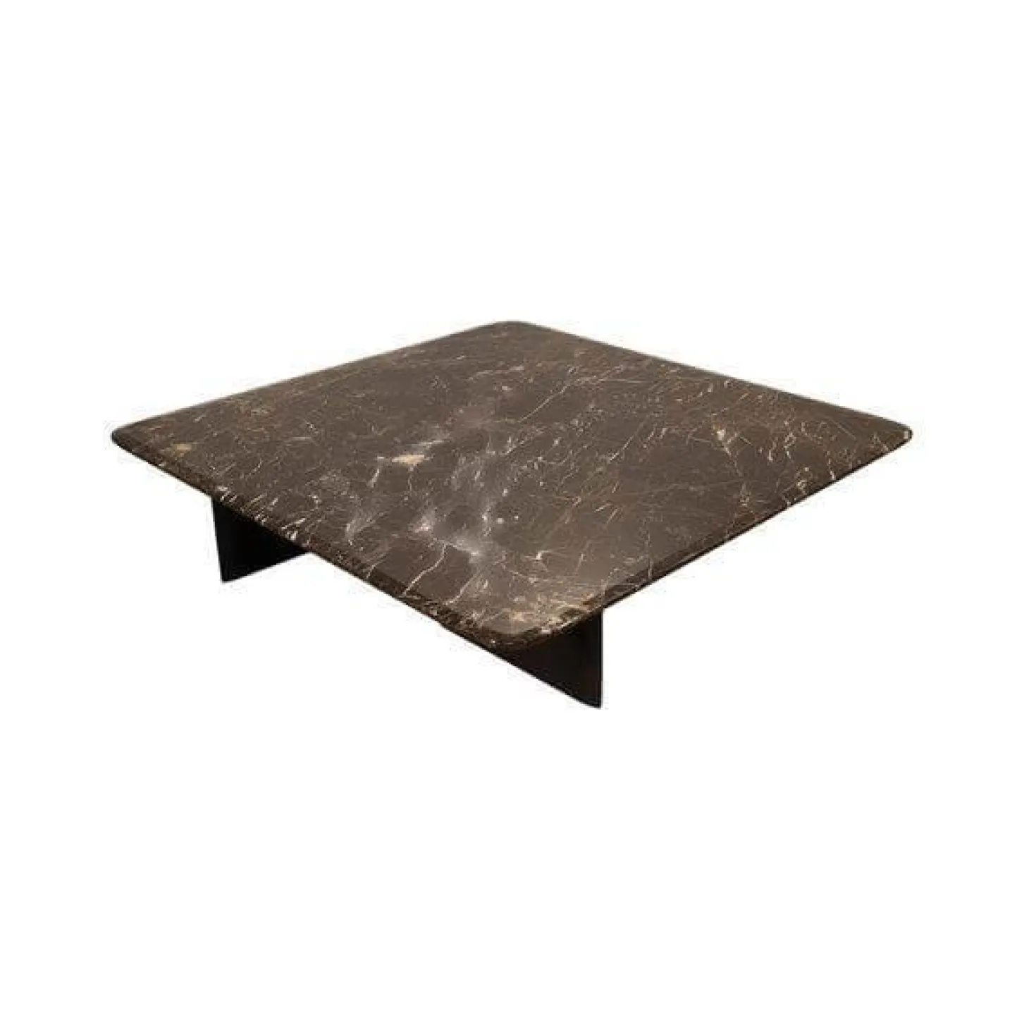 Couchtisch Mush Platte Stein St Laurent Schwarz Weiß Hochglanz Gestell Ulme Schwarz