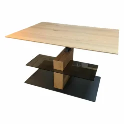 Couchtisch Naturwerke Platte Kerneiche Natur Massiv Bodenplatte Anthrazit Lackiert Höhenverstellbar