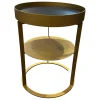 Couchtisch Night 1385 Platte MDF Lederbezogen 89001 Gestell Goldfarben Mit Zwischenablage