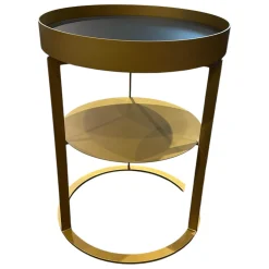 Couchtisch Night 1385 Platte MDF Lederbezogen 89001 Gestell Goldfarben Mit Zwischenablage