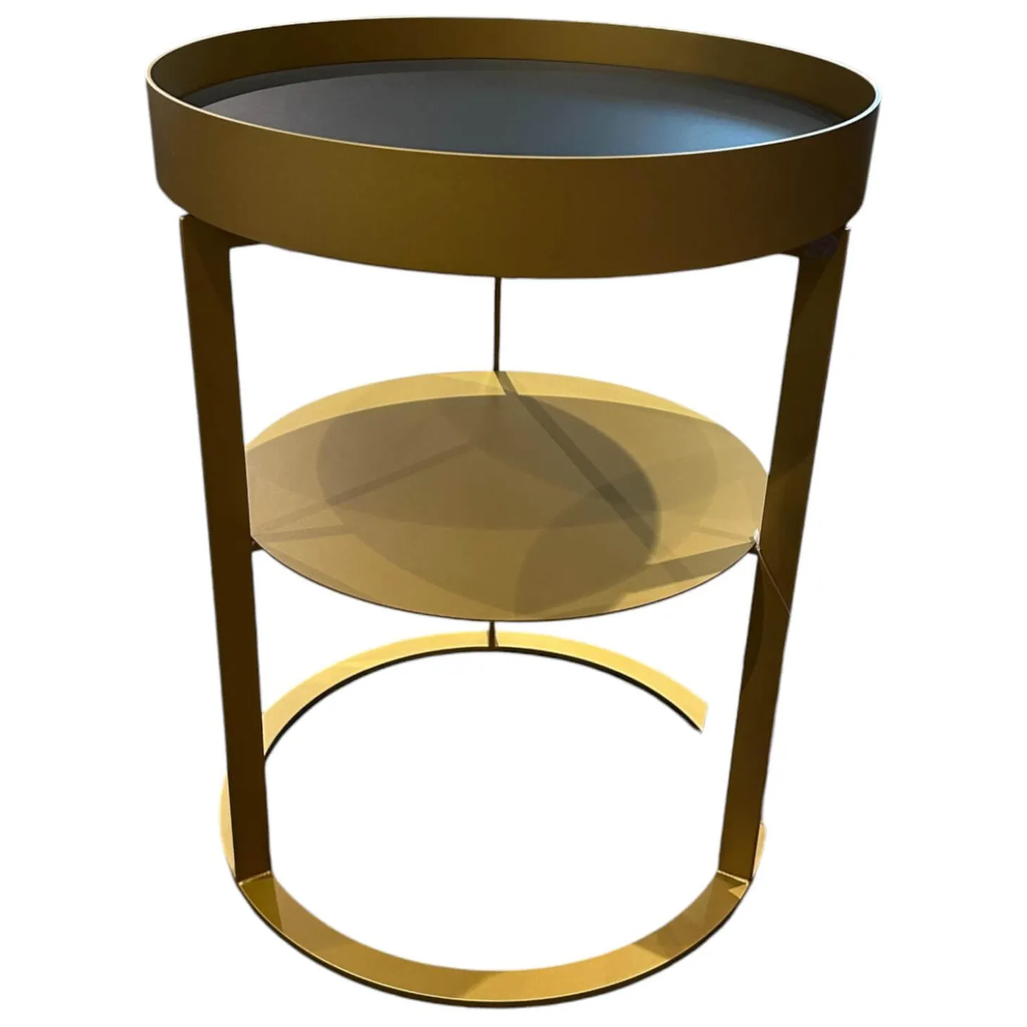 Couchtisch Night 1385 Platte MDF Lederbezogen 89001 Gestell Goldfarben Mit Zwischenablage