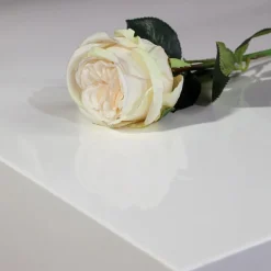 Couchtisch Note Niedrig Mit Rollen Lack Glänzend Weiß Und Brücke Aluminium Eloxiert