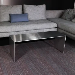 Couchtisch Note Niedrig Mit Rollen Lack Glänzend Weiß Und Brücke Aluminium Eloxiert