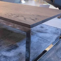 Couchtisch Patin Eiche Meteor Grau Lackiert Gestell Verchromt Glänzend