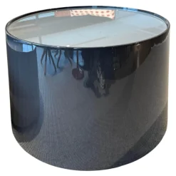 Couchtisch Planck Tischplatte Glas Geätzt Halbtransparent Korpus MDF Kaffee Schwarz Glänzend Lackiert