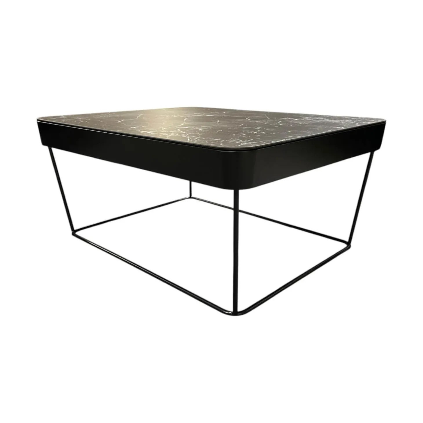 Couchtisch Prego Platte Keramik Matt Rock Schwarz Silber Korpus Lack Matt Tiefschwarz Gestell Schwarz Tiefmatt Pulverbeschichtet