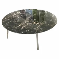 Couchtisch Rolan Platte Keramik Saint Laurent Füße Aluminium Poliert