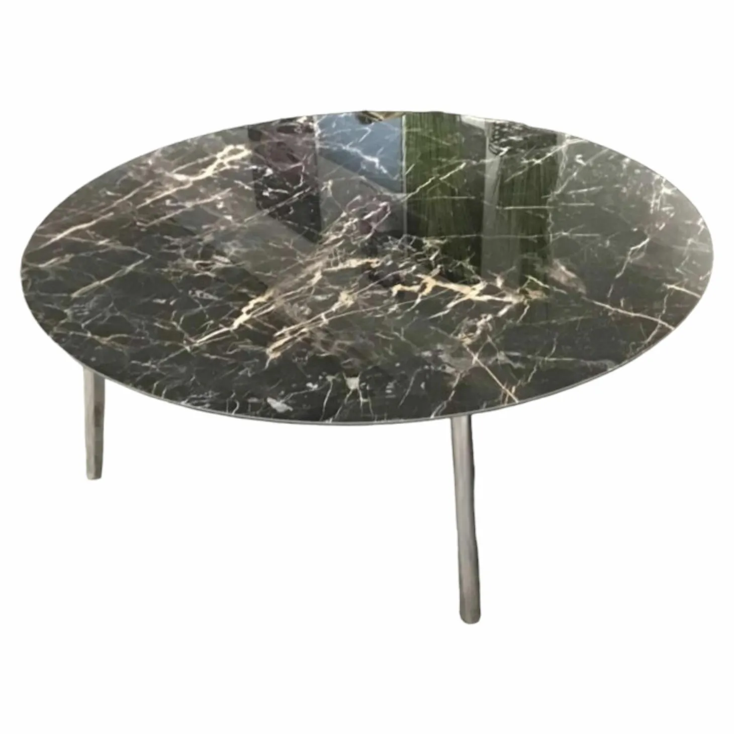 Couchtisch Rolan Platte Keramik Saint Laurent Füße Aluminium Poliert