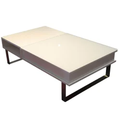 Couchtisch S1080 WSW Weiß RAL 9010 mit Verstellbarer Platte