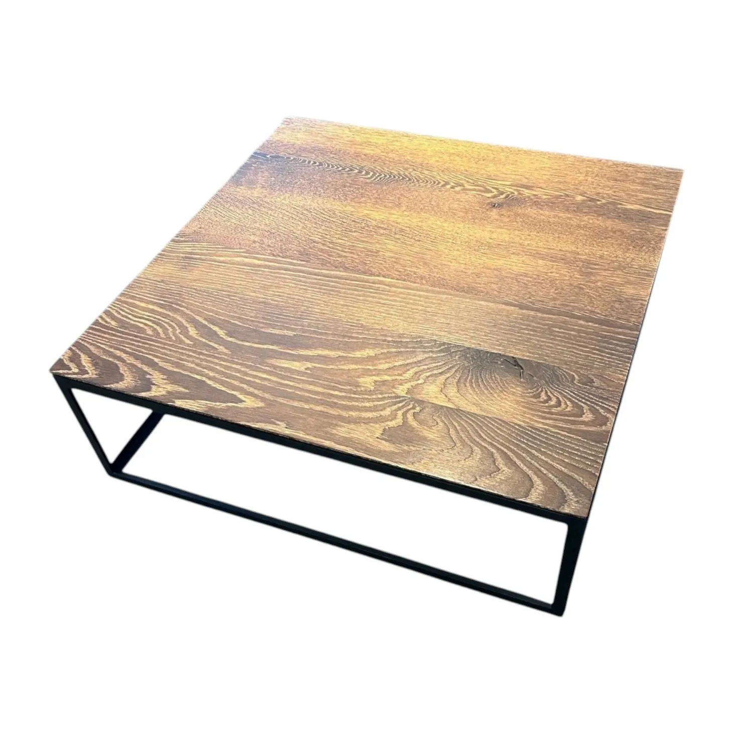 Couchtisch SC 54 Platte Eiche Geköhlt Gelaugt Gekalkt Gestell Tiefschwarz