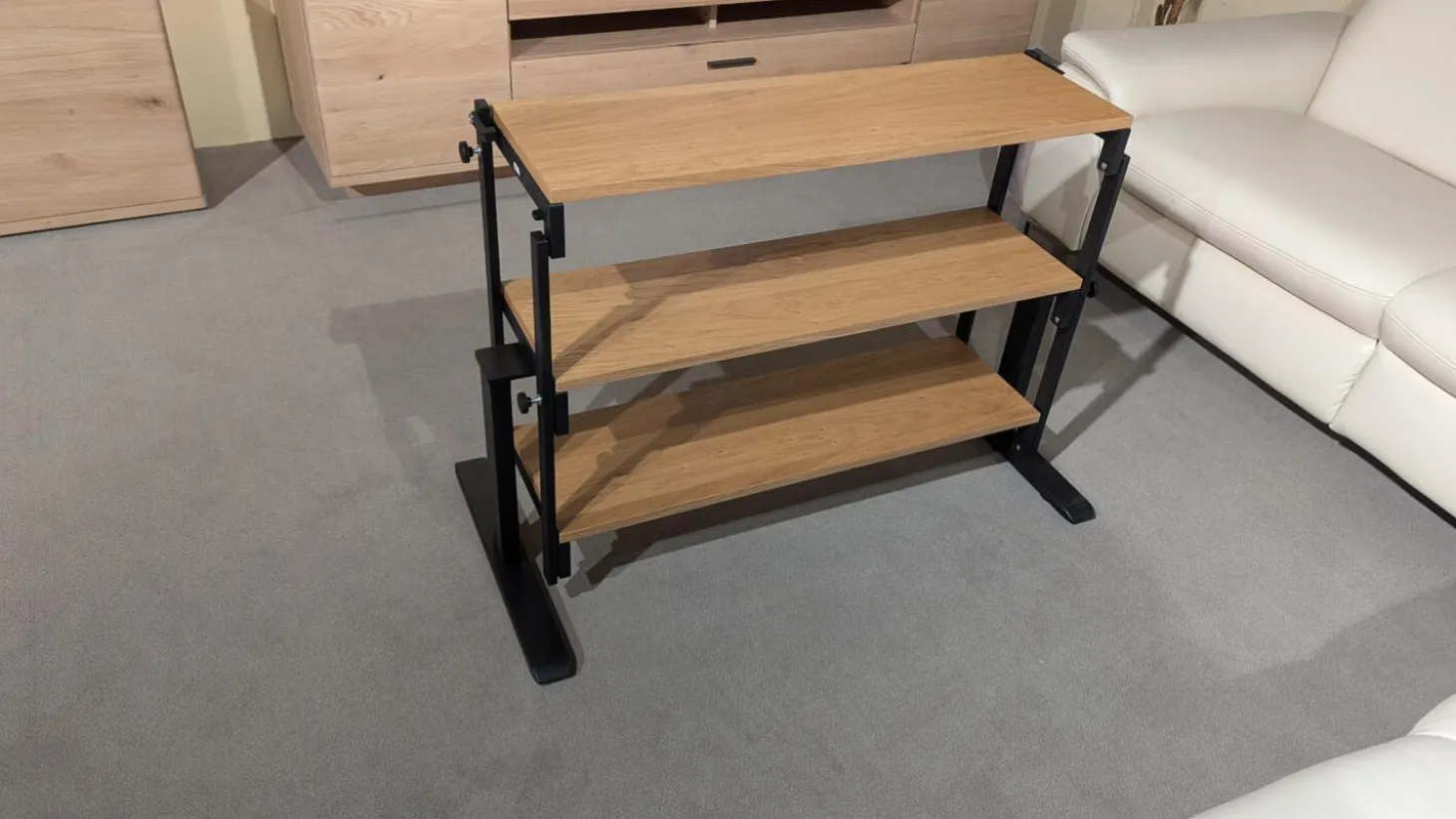 Couchtisch SW0900WESW Tischplatte Wildeiche Furniert Gestell Schwarz Lackiert Position Arretierbar