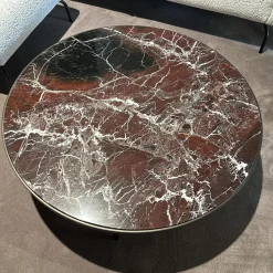 Couchtisch Symi Platte Marmor Rosso Levanto Rot Weiß Gestell Stahl Schwarz Pulverbeschichtet