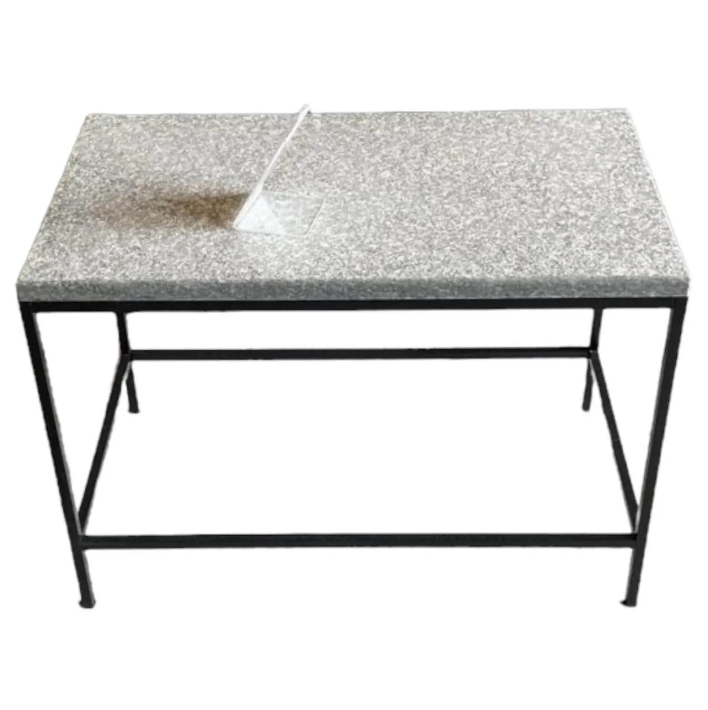 Couchtisch Tray Tischplatte Granit Dunkel Gestell Metall Schwarz Pulverbeschichtet