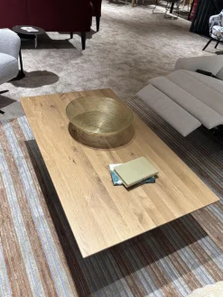 Couchtisch Tucson Platte Wildeiche Massiv Geölt Bodenplatte Metall Schwarz