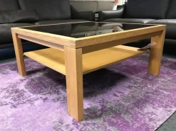 Couchtisch Venta In Eiche Massiv Bianco Geölt Mit Bronzeglanseinlage Und Holzablageplatte In Tischlerplatte Furniert