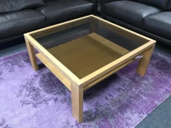 Couchtisch Venta In Eiche Massiv Bianco Geölt Mit Bronzeglanseinlage Und Holzablageplatte In Tischlerplatte Furniert