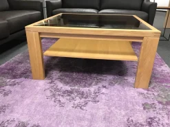 Couchtisch Venta In Eiche Massiv Bianco Geölt Mit Bronzeglanseinlage Und Holzablageplatte In Tischlerplatte Furniert