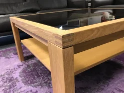 Couchtisch Venta In Eiche Massiv Bianco Geölt Mit Bronzeglanseinlage Und Holzablageplatte In Tischlerplatte Furniert