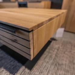 Couchtisch WK 490 Baristo Asteiche Bianco Rillenoptik Mit Liftfunktion Und Schubkästen