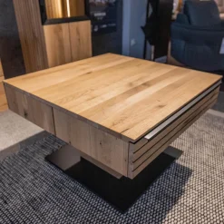 Couchtisch WK 490 Baristo Asteiche Bianco Rillenoptik Mit Liftfunktion Und Schubkästen