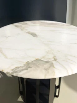 Couchtischset BC09 Tischplatte Eiche Schwarz Gebeizt Und Maramor Calacatta Veneto Weiß Beige Mit Kieselkante Gestell Aluminium Elioxiert Bronze Schwarz