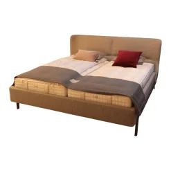 Doppelbett Fulham Fle 18a Stoff Wear WF 184 Grau Gestell Gebeiztes Kernholz Eiche Graphit Grau Ohne Matratze Ohne Lattenrost