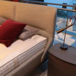 Doppelbett Fulham Fle 18a Stoff Wear WF 184 Grau Gestell Gebeiztes Kernholz Eiche Graphit Grau Ohne Matratze Ohne Lattenrost