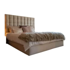 Doppelbett Somnus IV Stoff Beige Kopfteil Manhattan Inklusive Matratze Und Topper