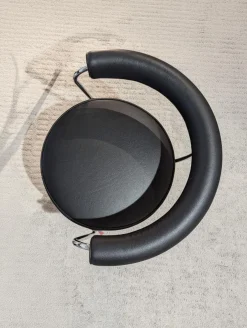 Drehsessel 7 Fauteuil Tournant Leder Schwarz Gestell Stahl Füße Kunststoff Schwarz Lackiert