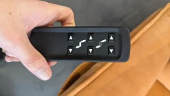 Drehsessel 7722 Leder Buffalo 33 Ocker Braun Teller Edelstahloptik Mit Nackenkissen