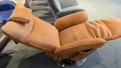 Drehsessel 7722 Leder Buffalo 33 Ocker Braun Teller Edelstahloptik Mit Nackenkissen