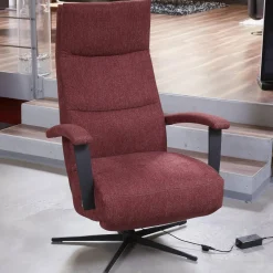 Drehsessel Beppo Stoff Lugo 31 Marsala Rot Armlehne Metall Schwarz Kreuzfuß Metall Schwarz