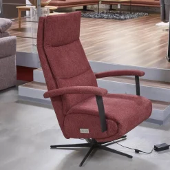 Drehsessel Beppo Stoff Lugo 31 Marsala Rot Armlehne Metall Schwarz Kreuzfuß Metall Schwarz