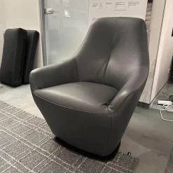 Drehsessel Cantate 682 101 Leder Senso 3906 Ombra Anthrazit Stahlfuß Epoxy Nut Schwarz Mit Memospindel