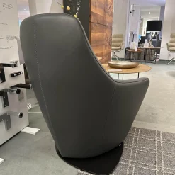 Drehsessel Cantate 682 101 Leder Senso 3906 Ombra Anthrazit Stahlfuß Epoxy Nut Schwarz Mit Memospindel