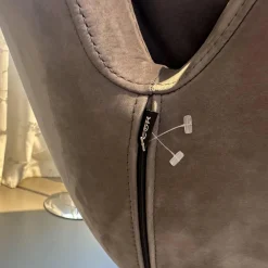 Drehsessel Cordia Hoch Leder 681 Graphit Grau Gestell Feinstruktur Schwarz Lackiert Mit Hocker