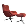 Drehsessel Cordia Lounge Stoff 80 8189 Rostrot Rot Fußkreuzgestell Lack F05 Schwarz Inklusive Hocker