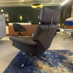 Drehsessel DS 31 311 Leder Naturale Espresso Braun 5 Sternfuß Stahl Verchromt