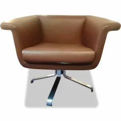Drehsessel Falcon Leder 1 Kastanie Braun Gestell Verchromt