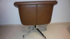Drehsessel Falcon Leder 1 Kastanie Braun Gestell Verchromt