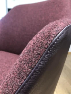 Drehsessel Flint Leder 359 Aubergine Stoff Divina Bordeaux