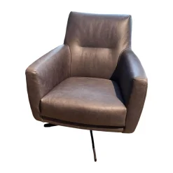 Drehsessel Klier Concept No 03 Niedrig Leder Grey PG L30 Grau Kreuzfuß Metall Schwarz