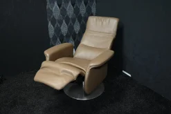 Drehsessel Madrid Leder Avantgard Trüffel mit Relaxfunktion und Hochklappbarem Rücken