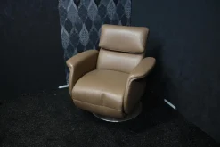 Drehsessel Madrid Leder Avantgard Trüffel mit Relaxfunktion und Hochklappbarem Rücken