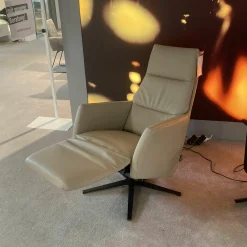 Drehsessel Possitano Relax M Leder L30 Safari Beige Sternfuß Metall Schwarz Mit Herz Waage Funktion