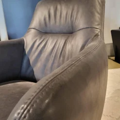 Drehsessel Rufus Niedrig Leder Grey PG RET Grau Kreuzfuß Metall Schwarz