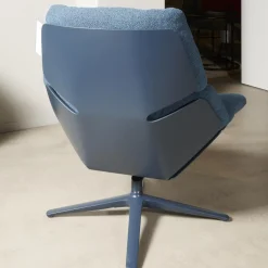 Drehsessel Shrimp Stoff 8214 Blau Petrol Gestell Und Schale Graublau Mit Hocker