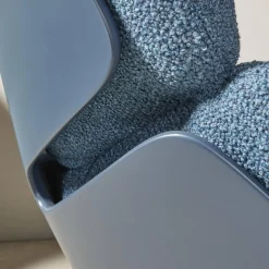 Drehsessel Shrimp Stoff 8214 Blau Petrol Gestell Und Schale Graublau Mit Hocker